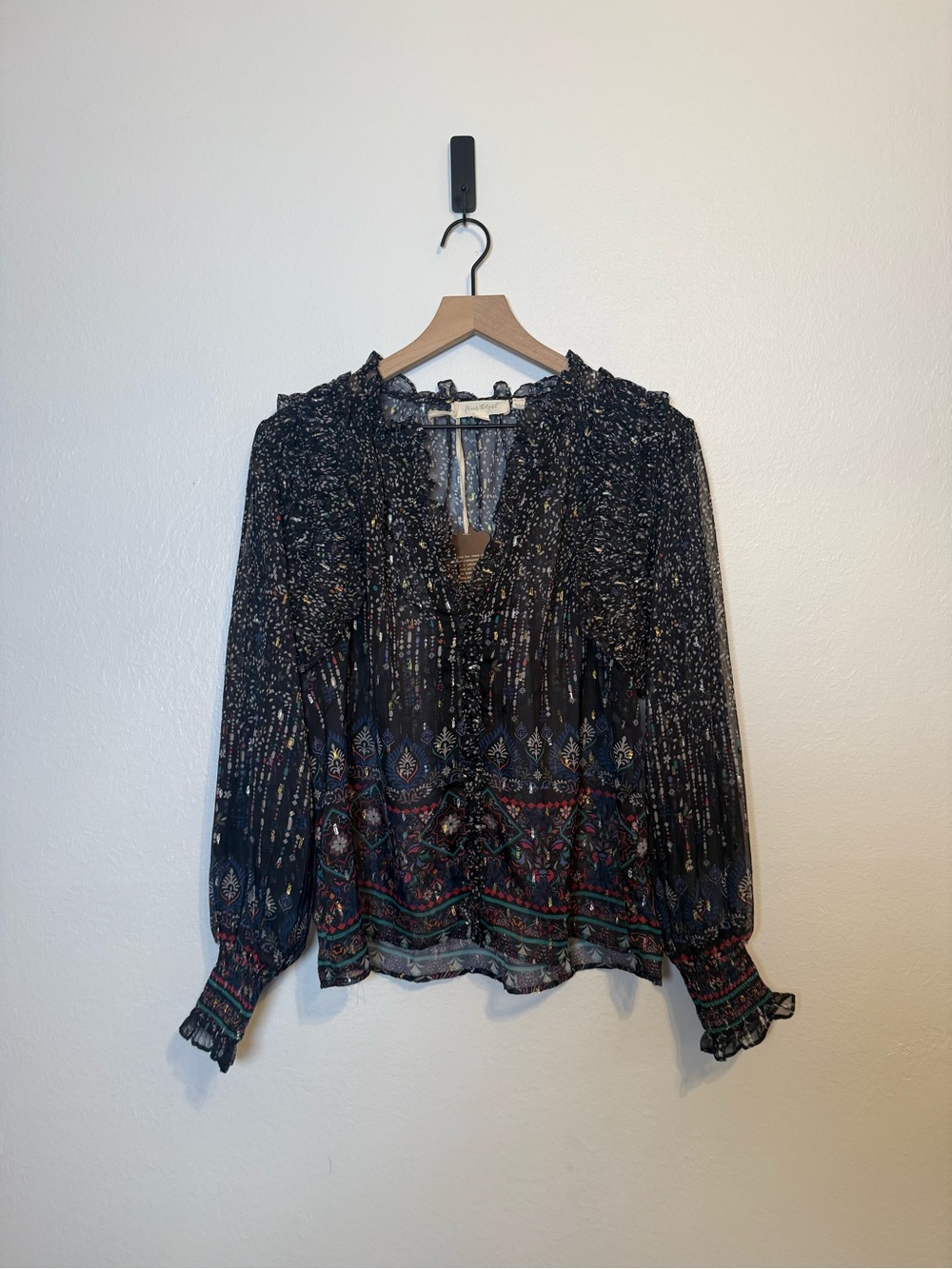 Anthropologie Forever That Girl Sheer Ruffled Blouse - Picture 2 of 5